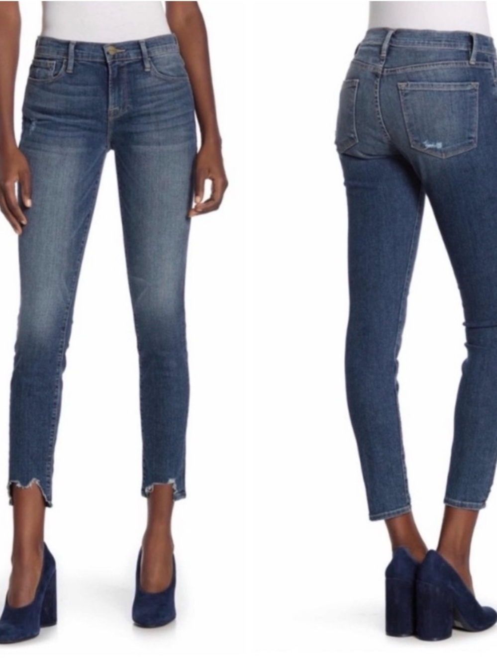Frame Mid Rise Le Skinny de Jeanne Raw Hem Jeans 28